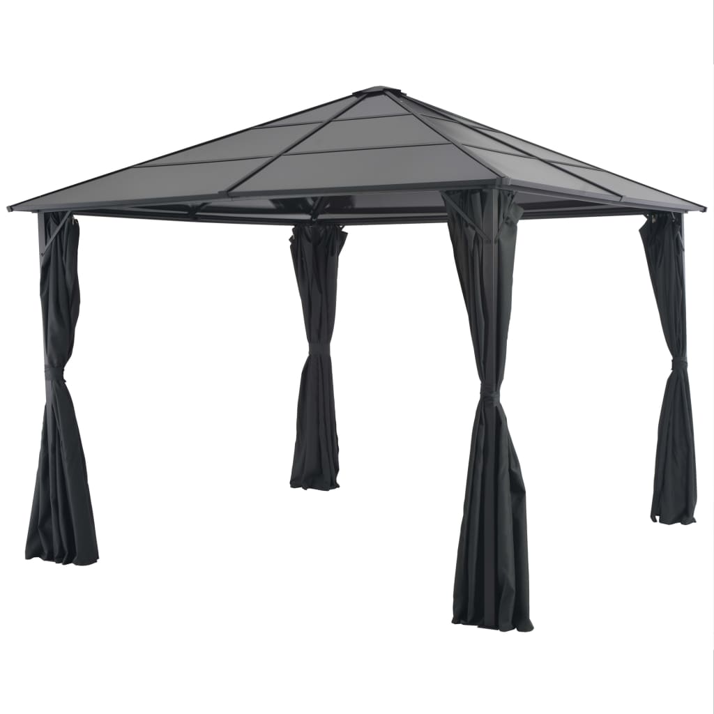 Gazebo com cortinas alumínio 3x3 m preto