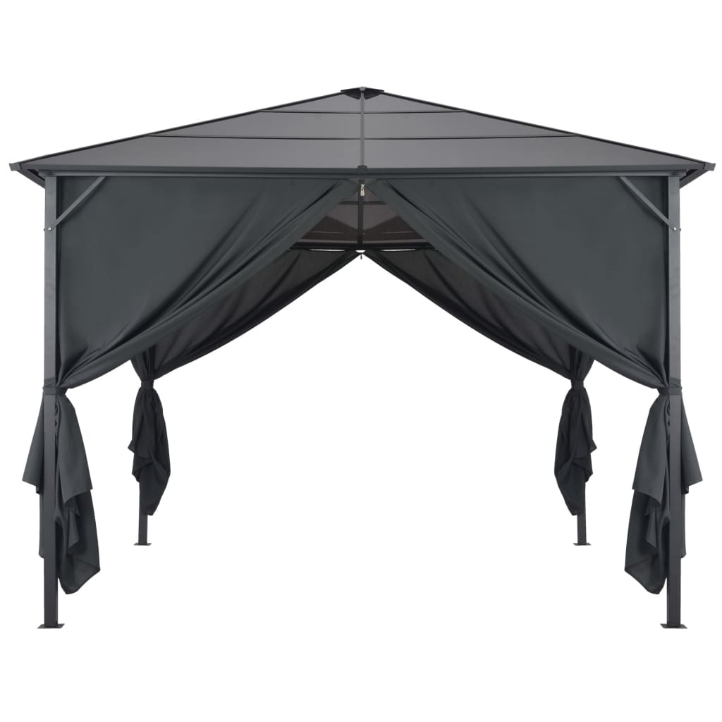 Gazebo com cortinas alumínio 3x3 m preto