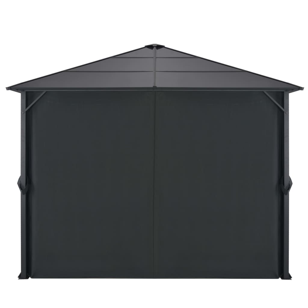 Gazebo com cortinas alumínio 3x3 m preto
