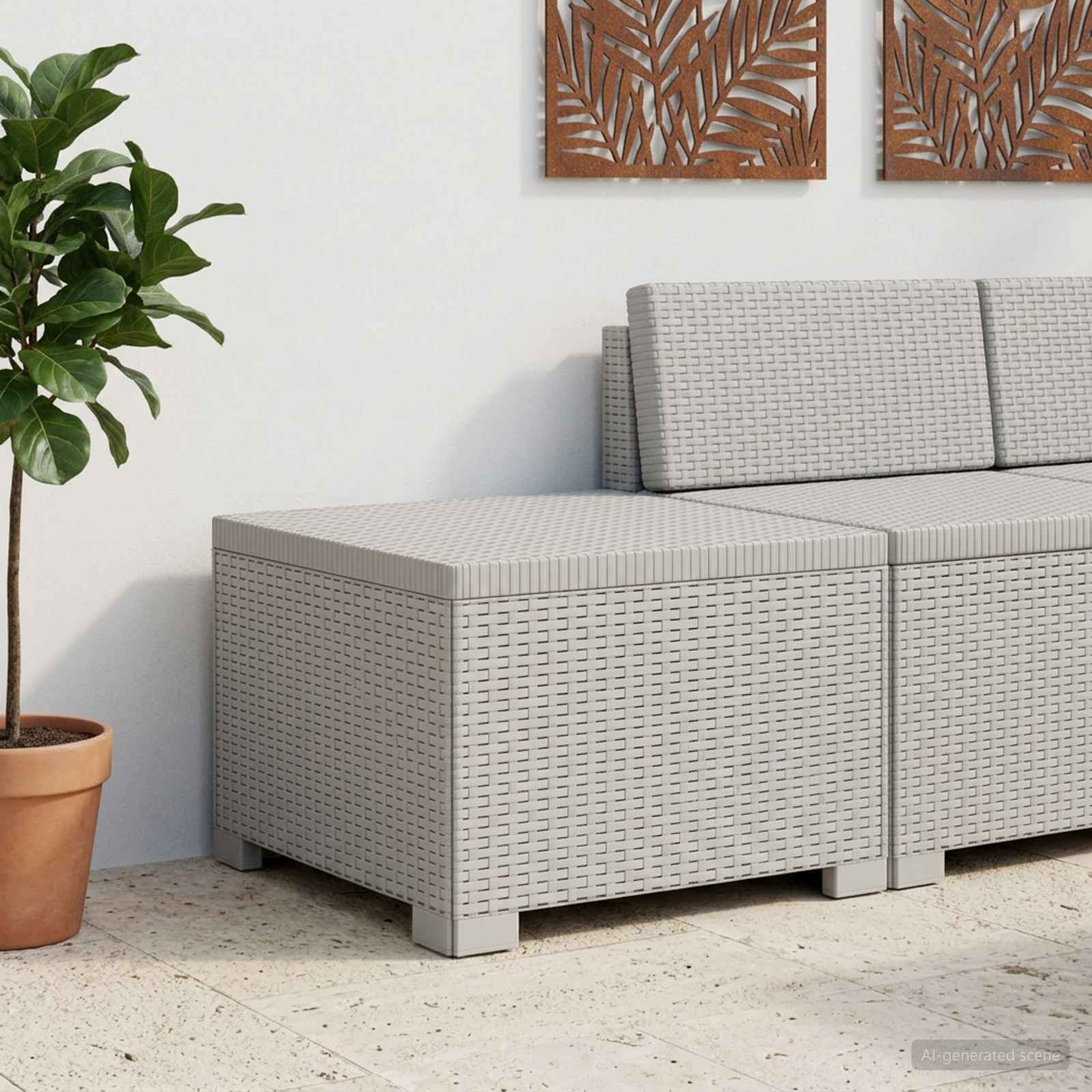 Sofá de jardim 1 lugar look rattan PP branco