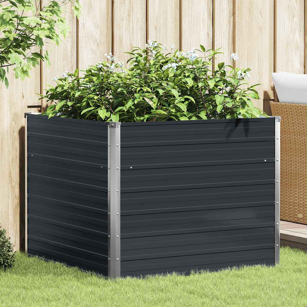 Canteiro jardim elevado 100x100x77 cm aço galvanizado antracite