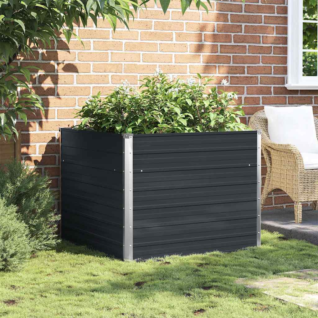 Canteiro jardim elevado 100x100x77 cm aço galvanizado antracite