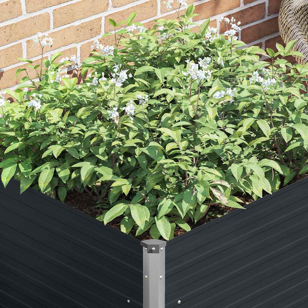 Canteiro jardim elevado 100x100x77 cm aço galvanizado antracite