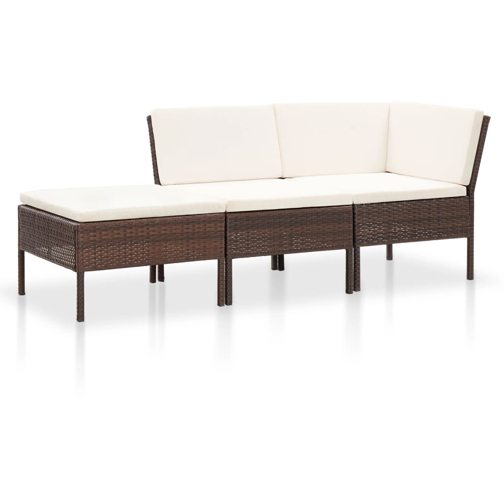 8 Pcs conjunto lounge jardim c/ almofadões vime PE castanho