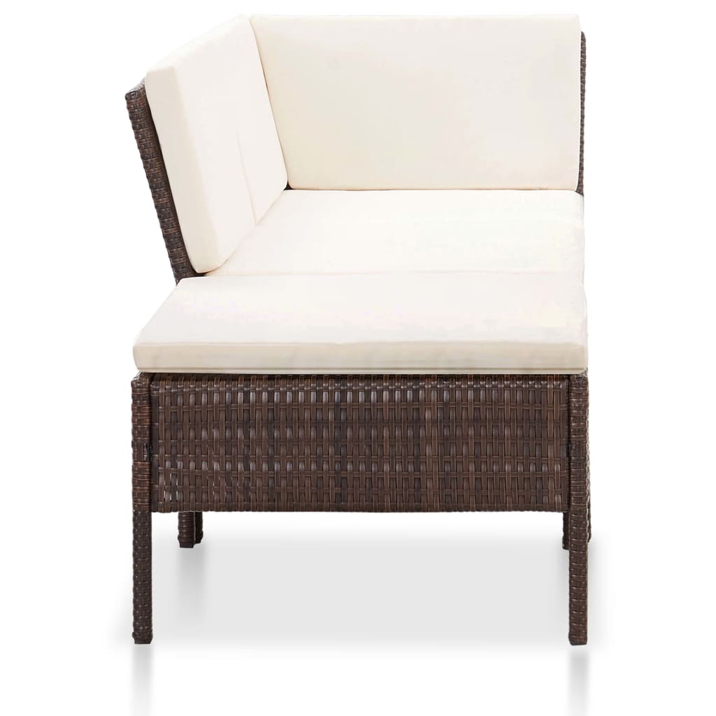 8 Pcs conjunto lounge jardim c/ almofadões vime PE castanho
