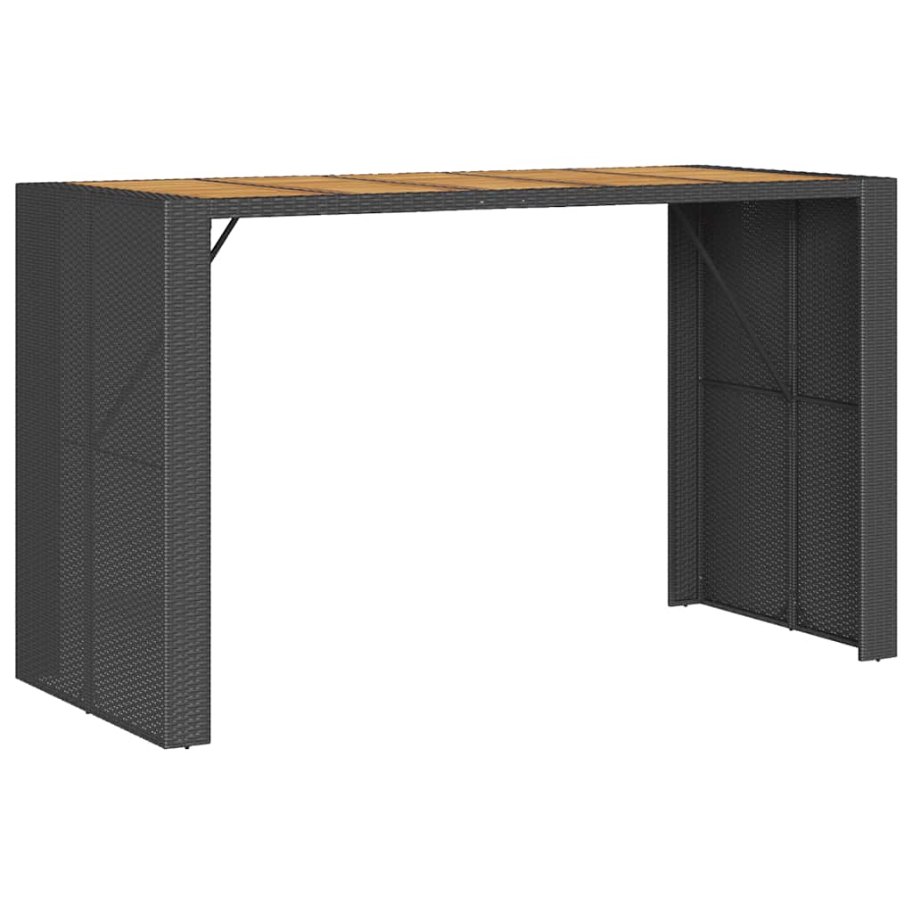 7 Pcs conj. de bar jardim sem almofadões vime PE/acácia preto