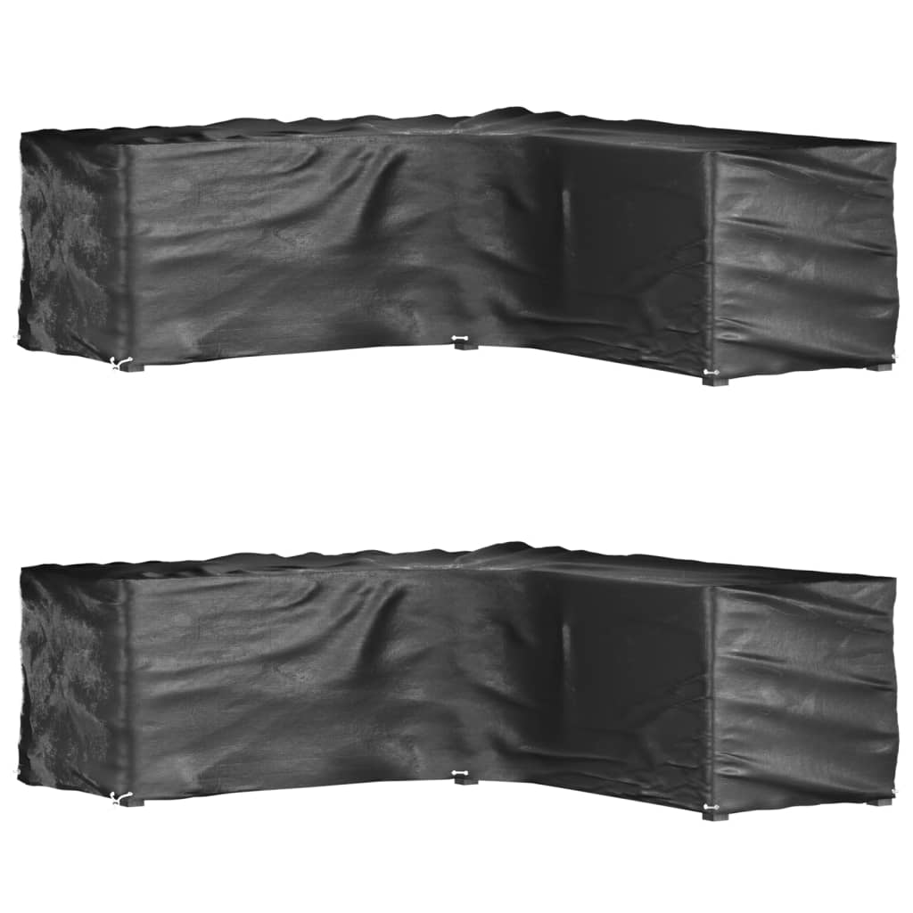 Capas p/ mobília jardim forma de l 2 pcs 16 ilhós 285x285x90 cm