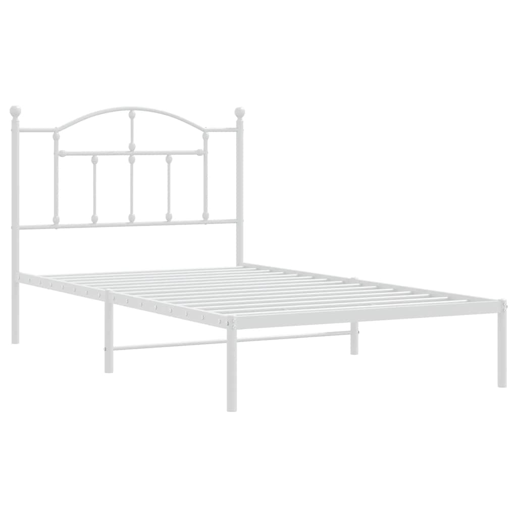 Estrutura de cama com cabeceira 100x190 cm metal branco