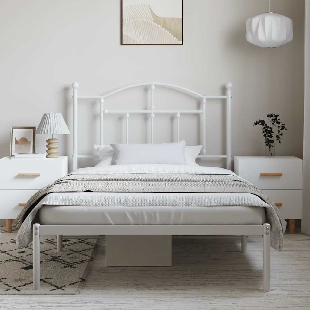 Estrutura de cama com cabeceira 100x190 cm metal branco