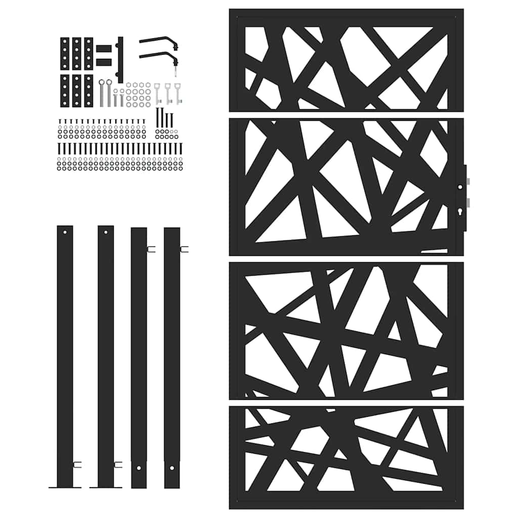 Portão de jardim preto 100x175 cm aço design leve