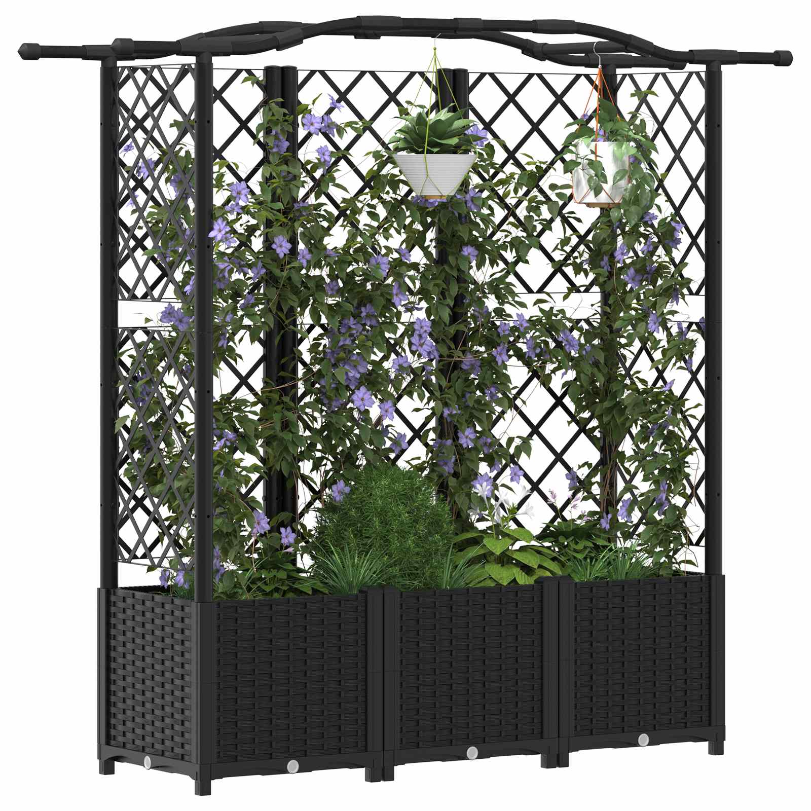 Cama elevada com treliça e telhado preto 163 x 40 x 138 cm PP