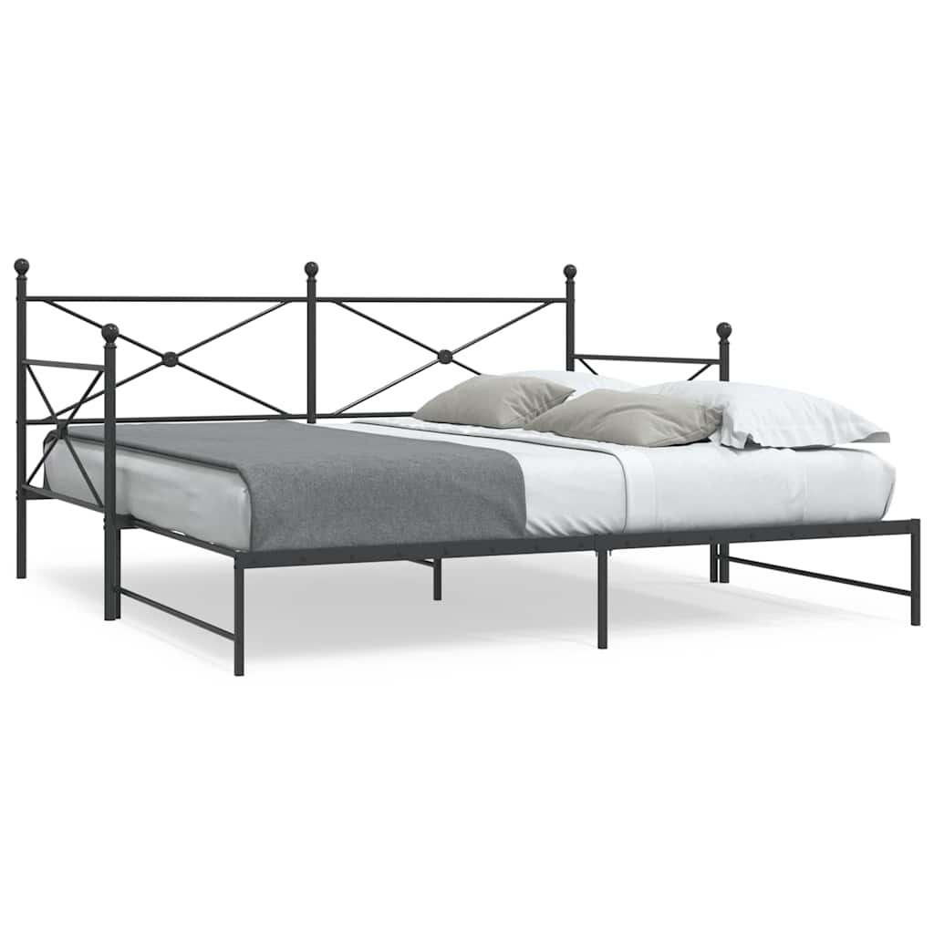 Cama de dia com gavetão sem colchão 100x200 cm aço preto