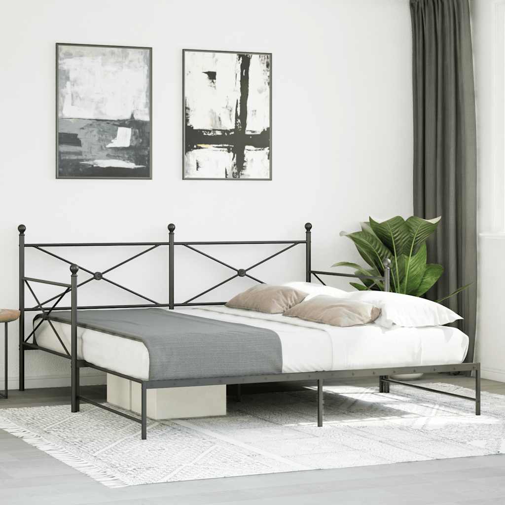 Cama de dia com gavetão sem colchão 100x200 cm aço preto