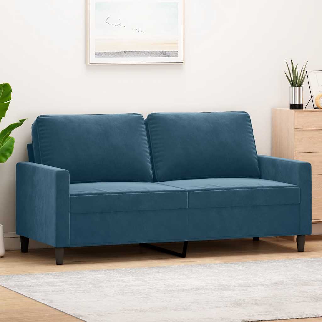 Sofá de 2 lugares veludo 140 cm azul