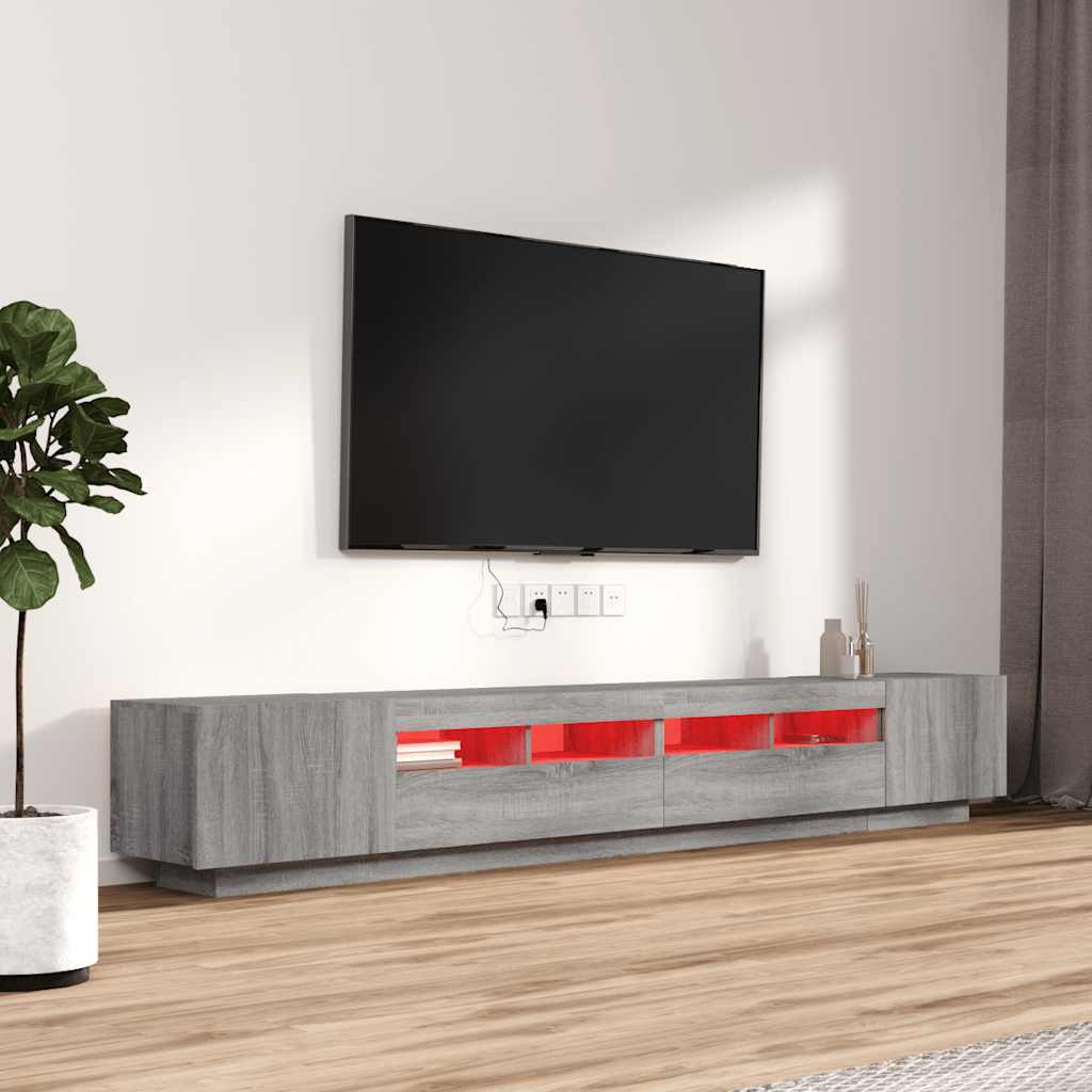 Conjunto móveis de TV 3 pcs c/ leds madeira sonoma cinzento