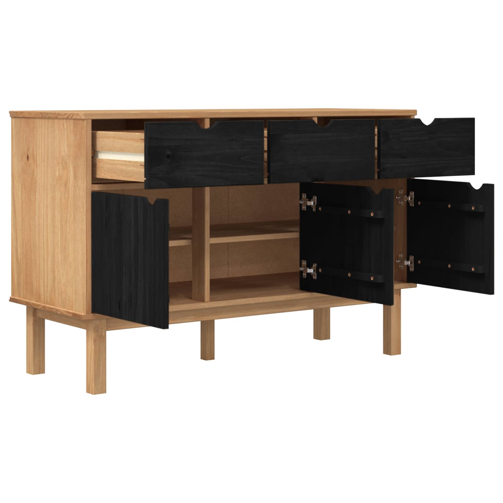 Buffet otta castanho e preto 114 x 43 x 73,5 cm