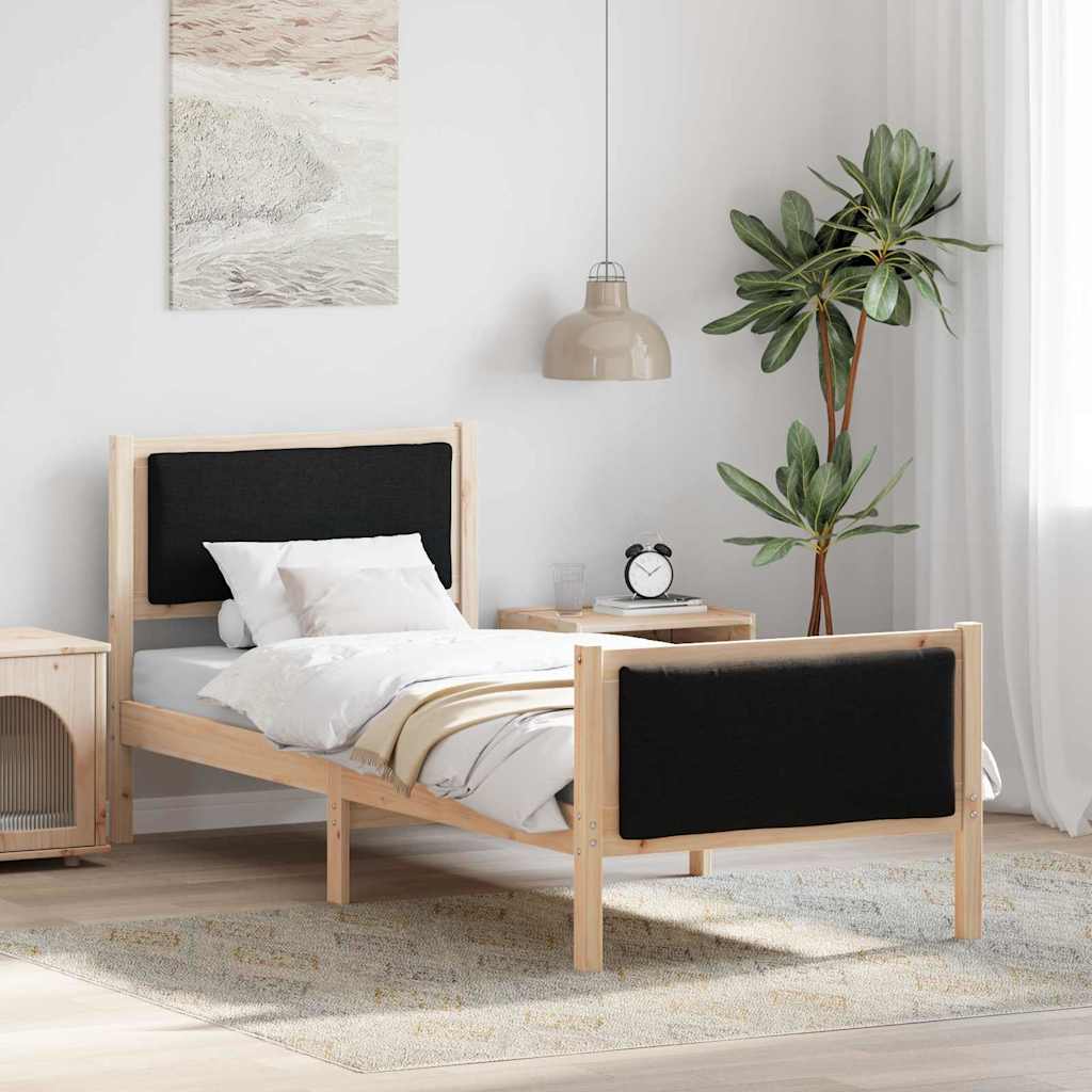 Estrutura da cama com cabeceira preto 75 x 190 cm tecido