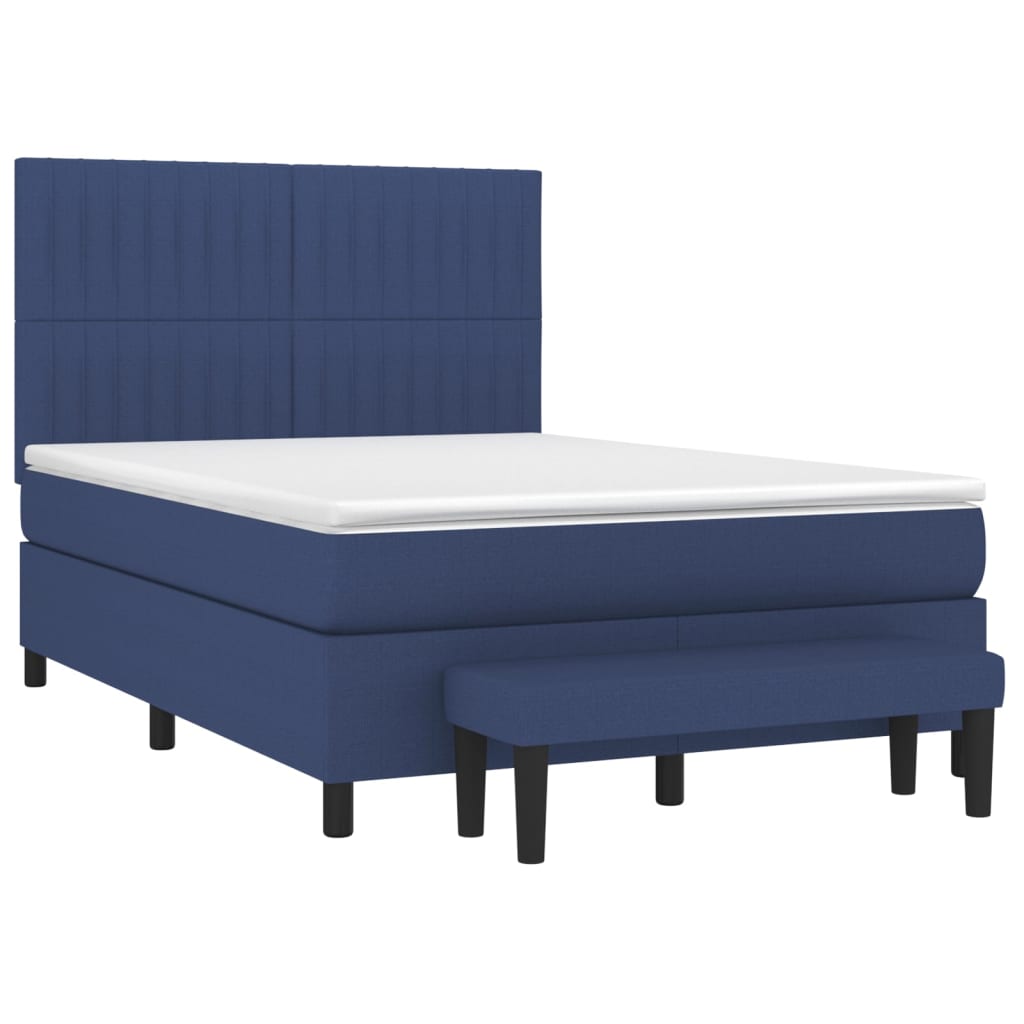 Cama com molas/colchão 140x200 cm tecido azul