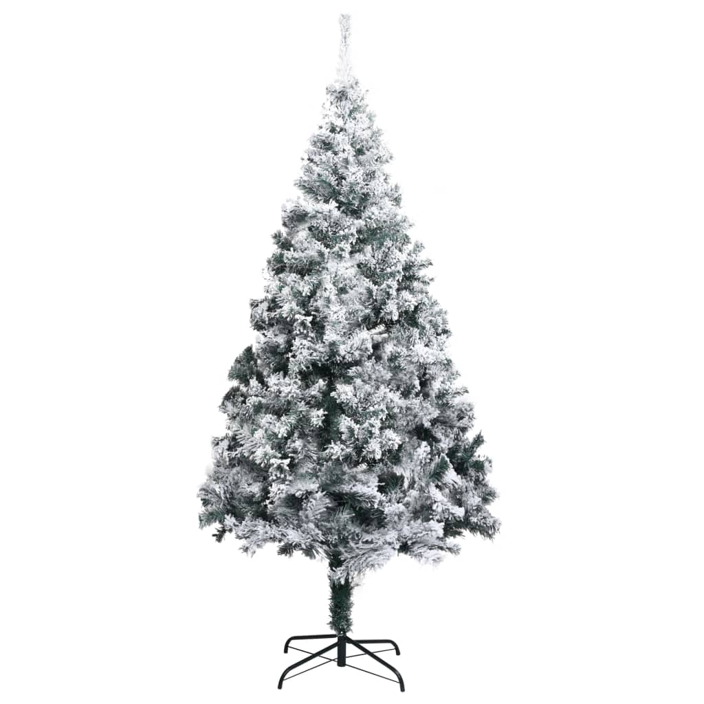 Árvore de natal artificial c/ flocos de neve 210 cm PVC verde