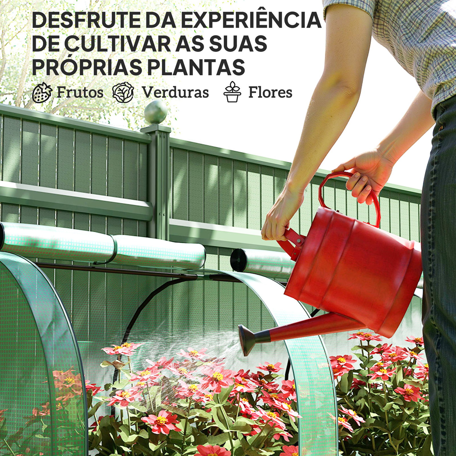 Estufa pequena para jardim, cultivo de plantas, com 4 janelas enroláveis, 400x100x80 cm, verde