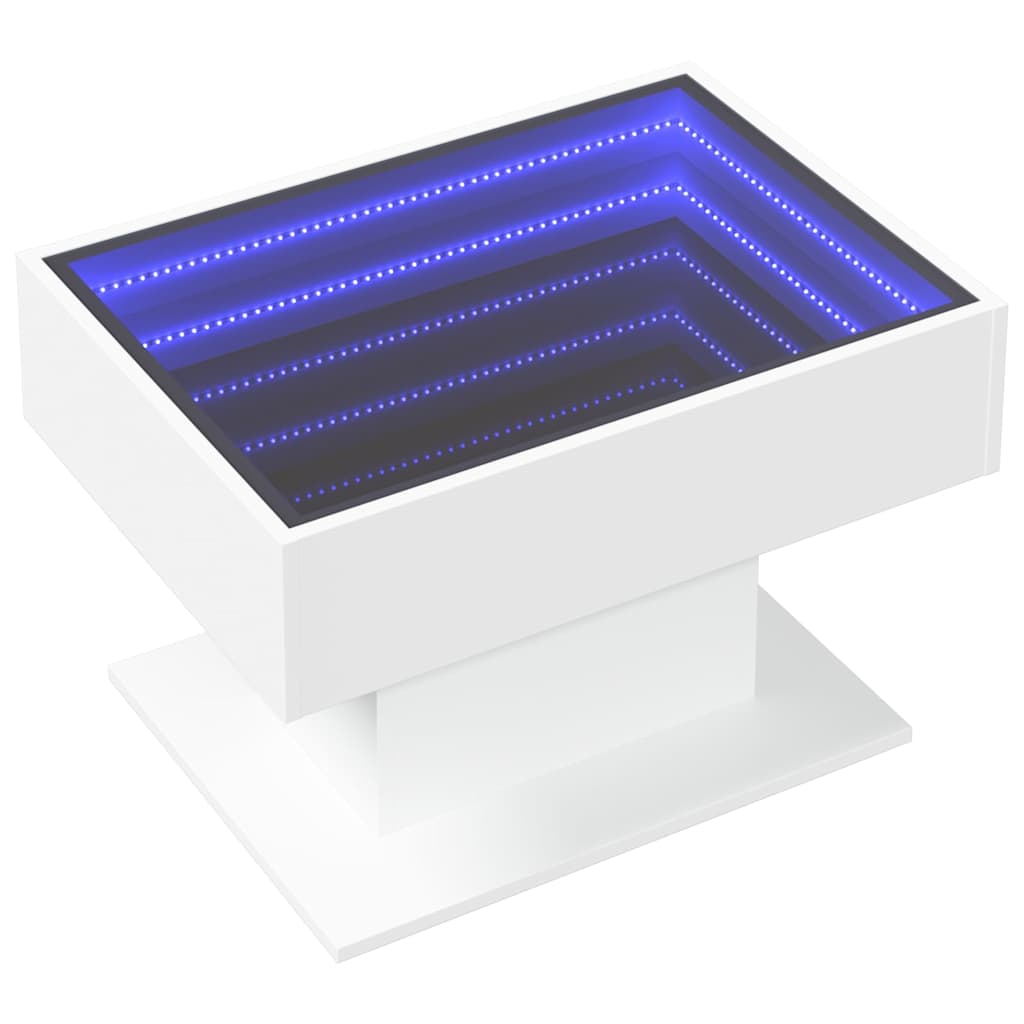 Mesa de centro c/ leds 70x50x45 cm derivados de madeira branco