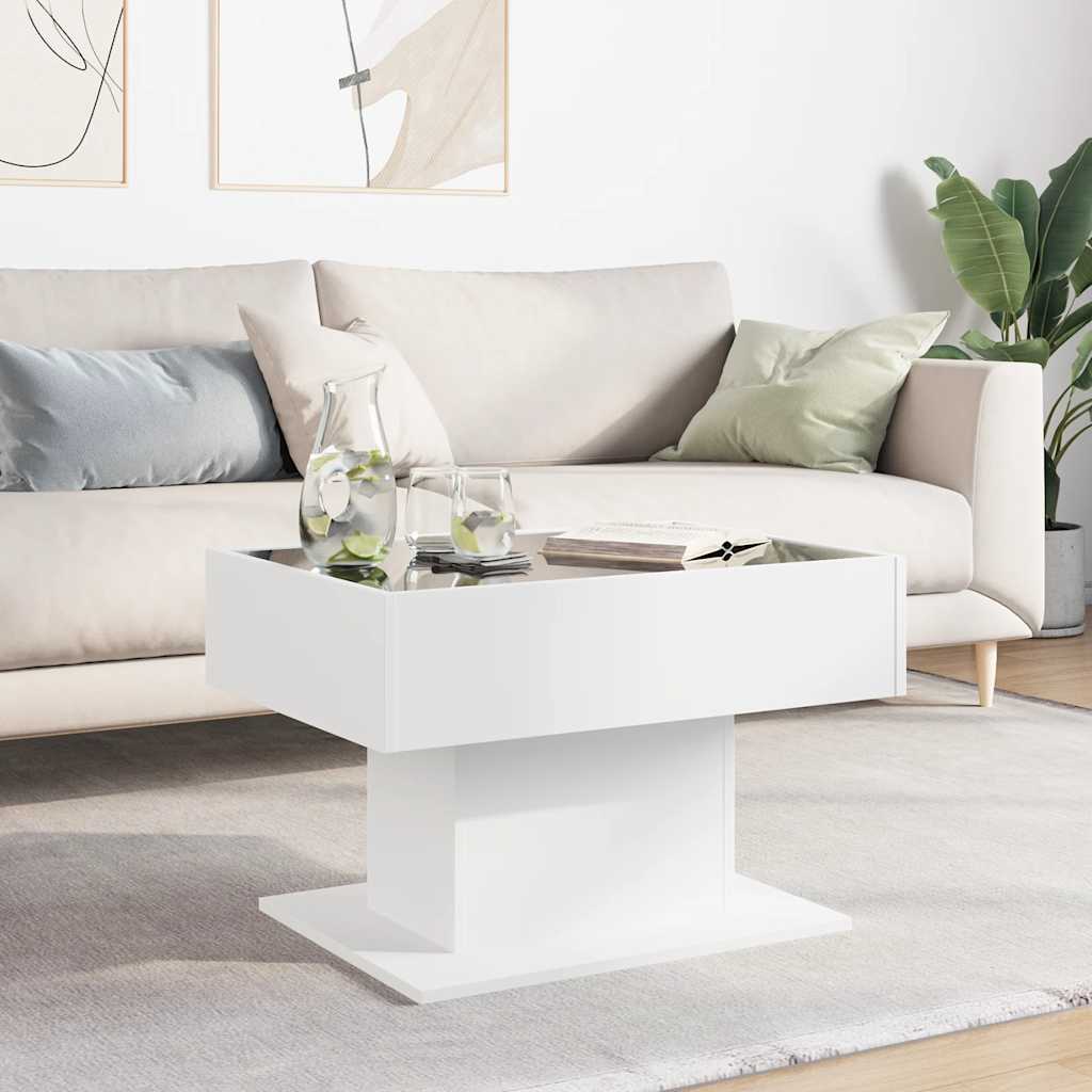 Mesa de centro c/ leds 70x50x45 cm derivados de madeira branco