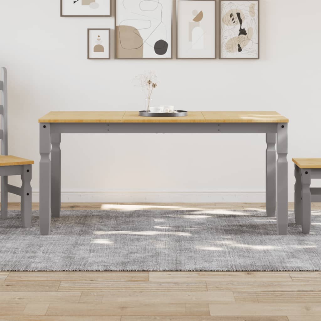 Mesa de jantar corona 160x80x75 cm madeira pinho maciça cinza