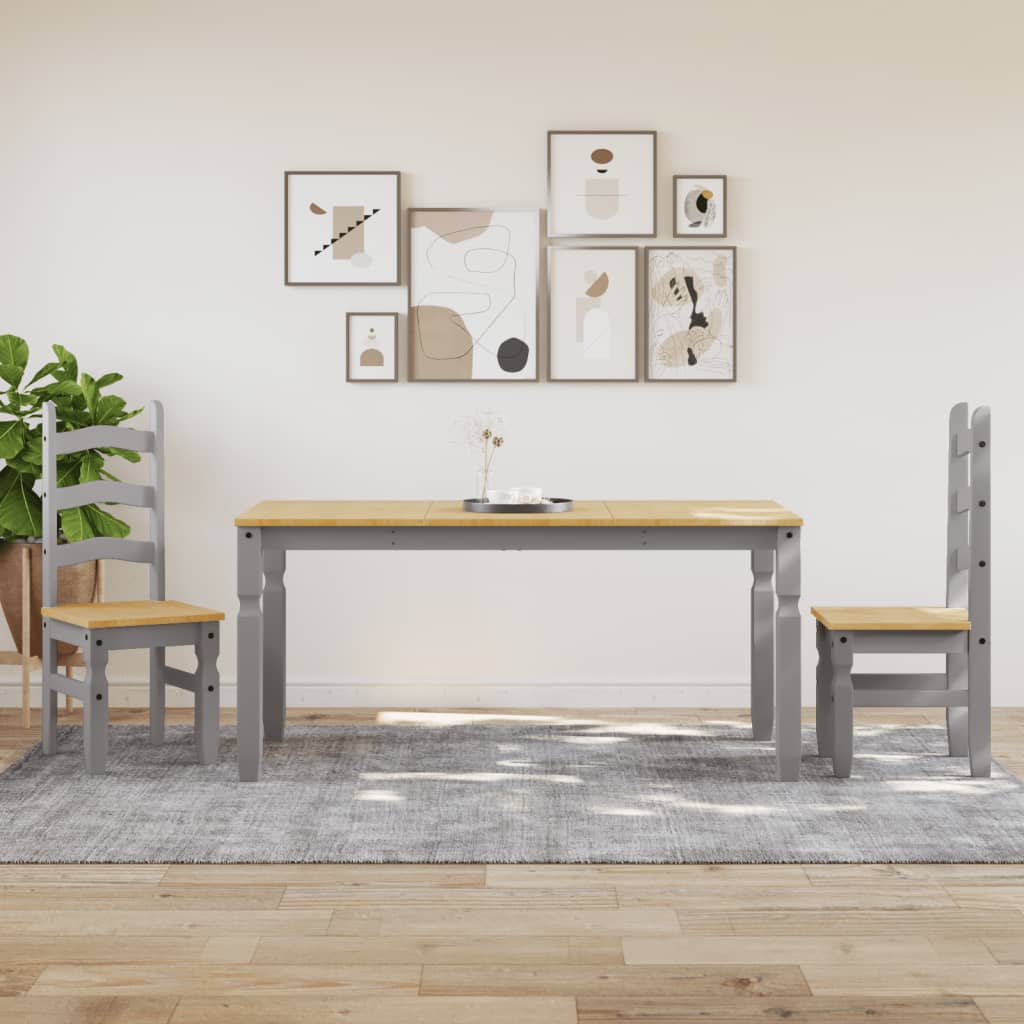 Mesa de jantar corona 160x80x75 cm madeira pinho maciça cinza