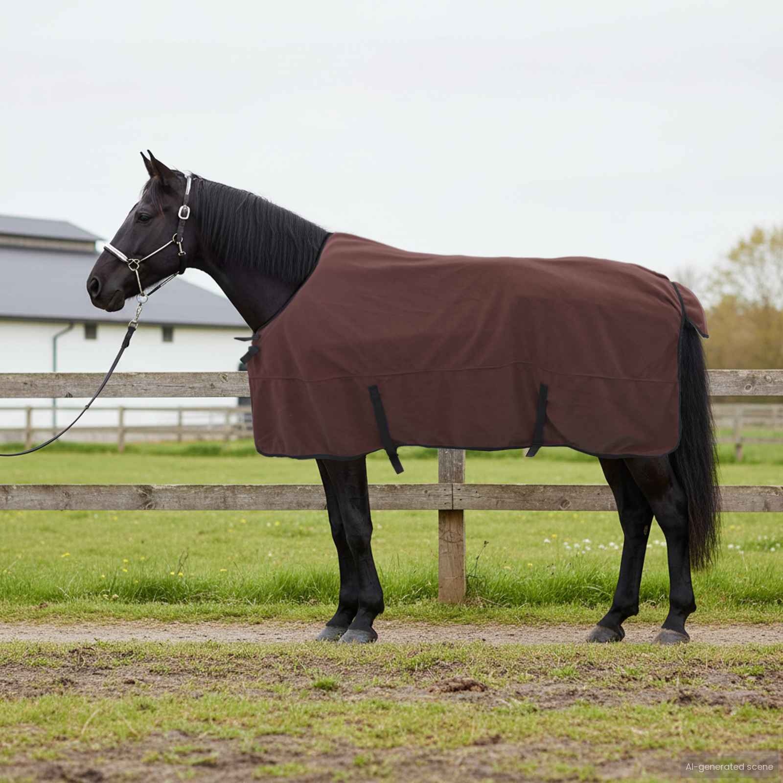Cobertor de cavalo marrom escuro completo 155 cm poliéster