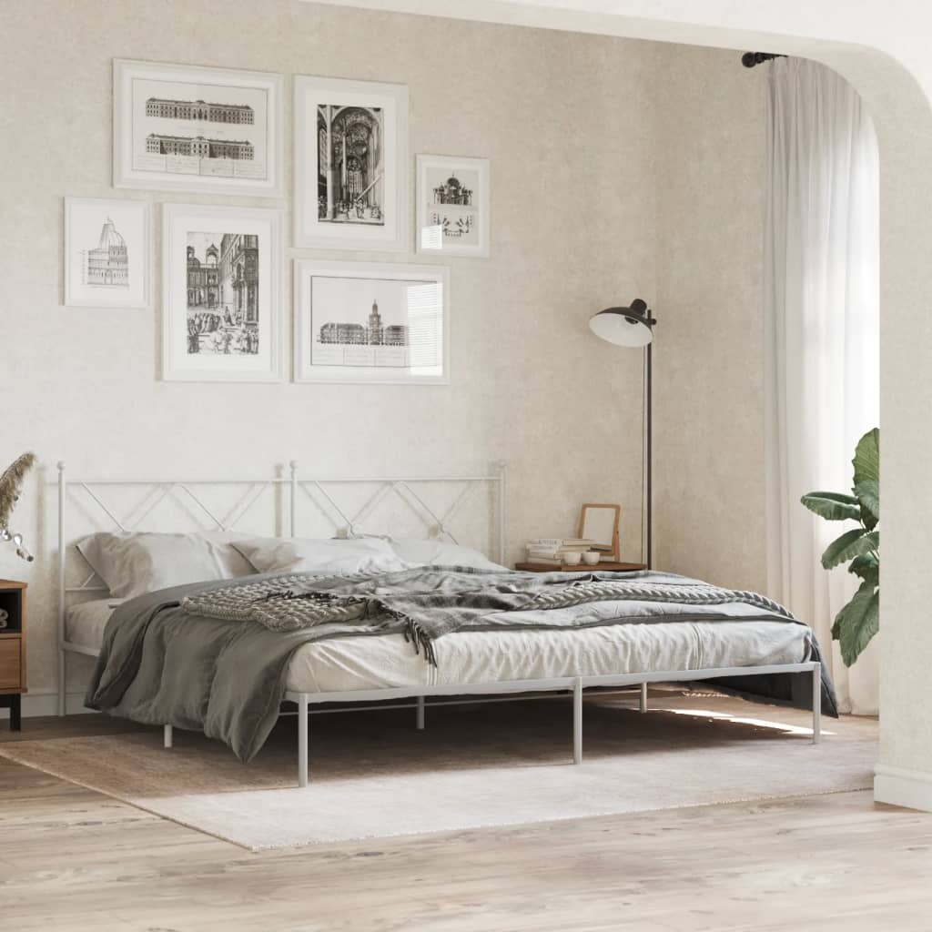 Estrutura de cama com cabeceira 183x213 cm metal branco