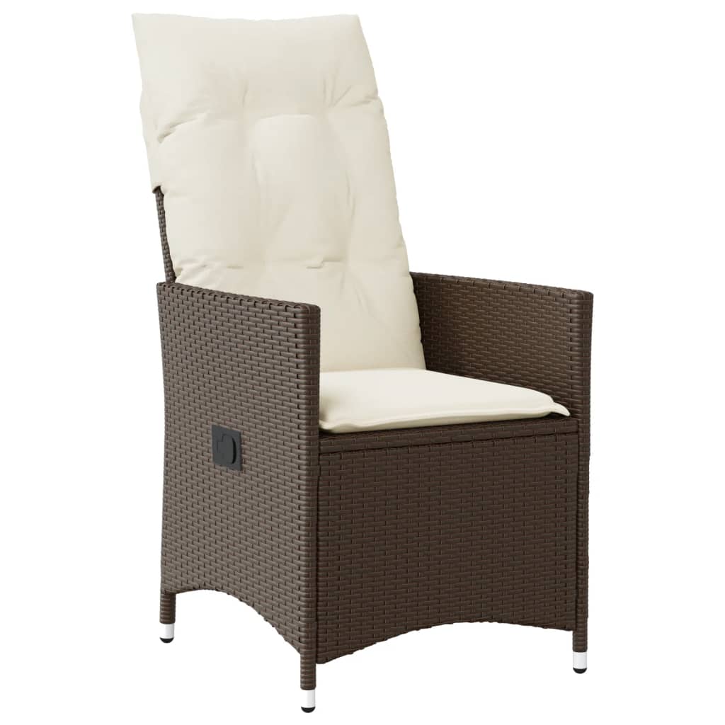 9 Pcs conjunto jantar p/ jardim c/ almofadões vime PE castanho