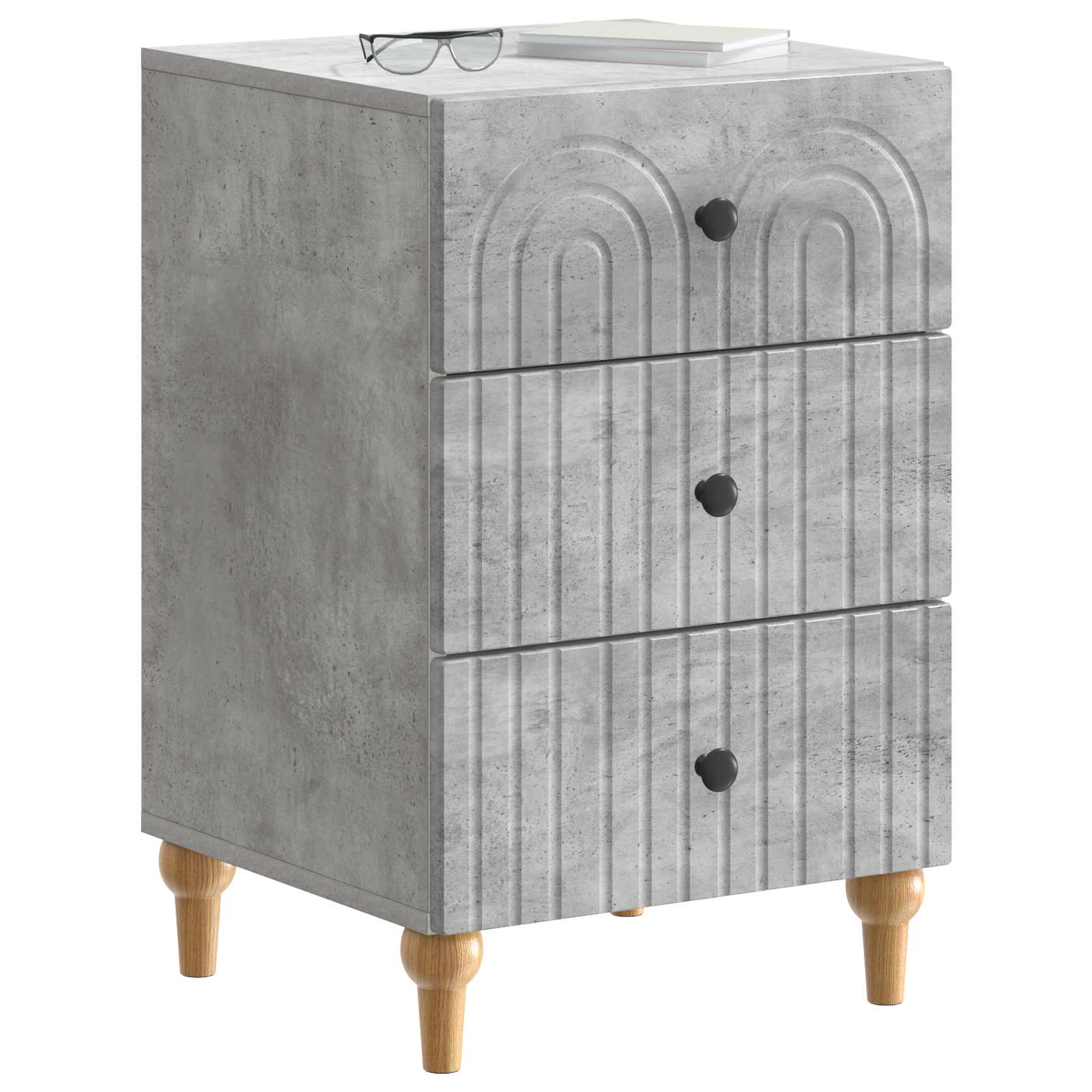 Armário de cabeceira cinzento cimento 43x 41 x 66,5 cm
