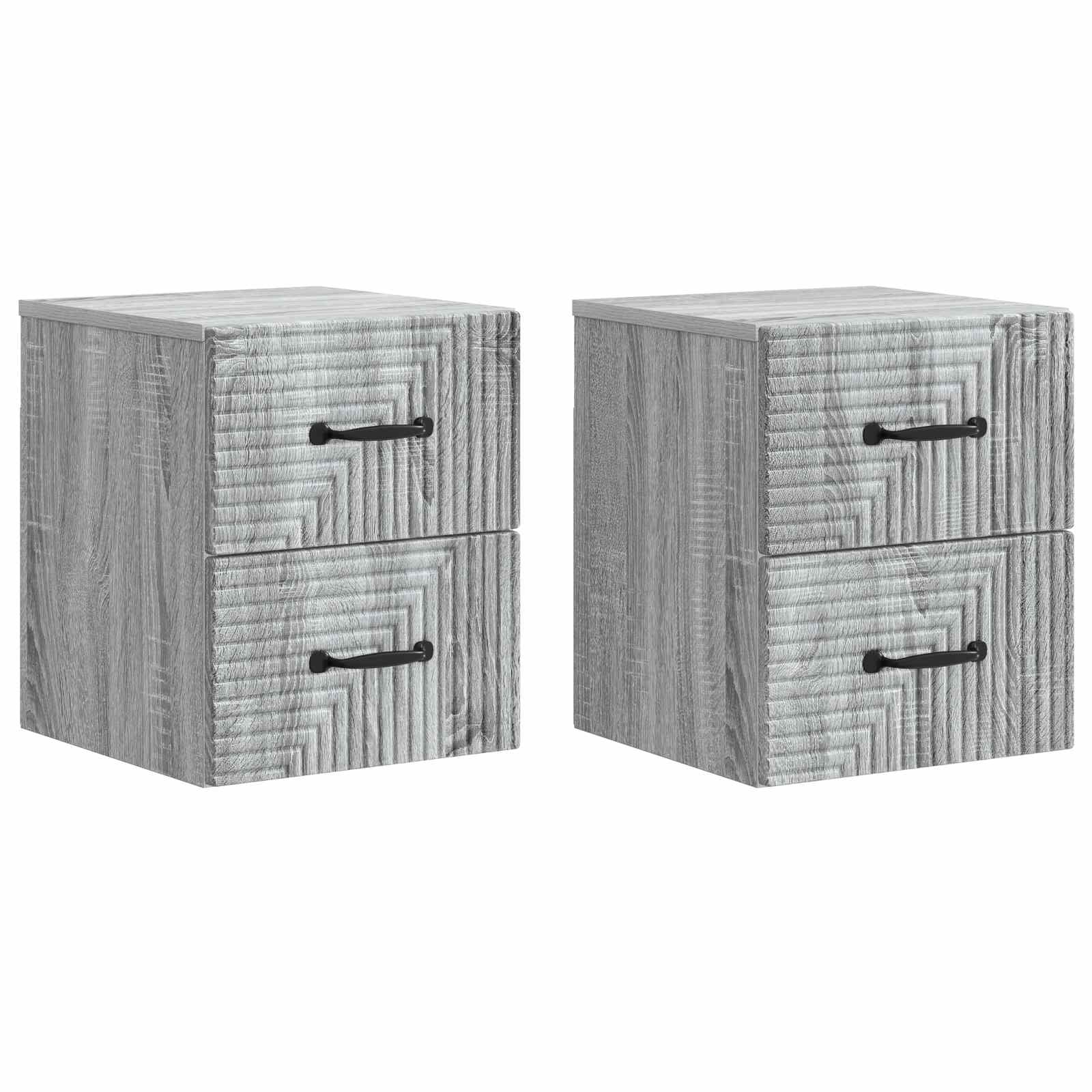 Gabinete de canto montado na parede 2 unid. sonoma cinzento