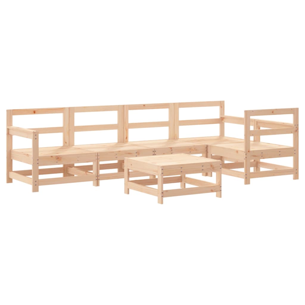 6 Pcs conjunto lounge jardim c/ almofadões madeira maciça