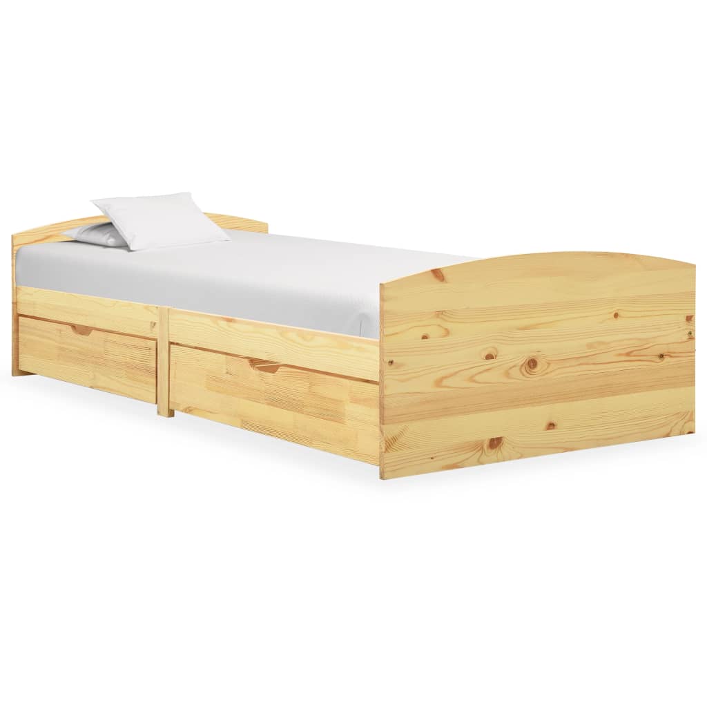 Estrutura de cama com 2 gavetas 90x200 cm pinho maciço