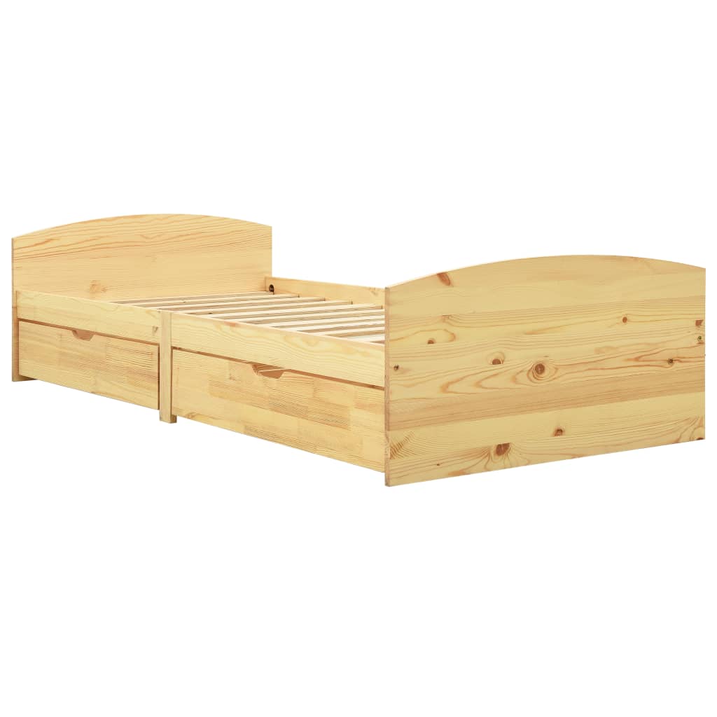 Estrutura de cama com 2 gavetas 90x200 cm pinho maciço