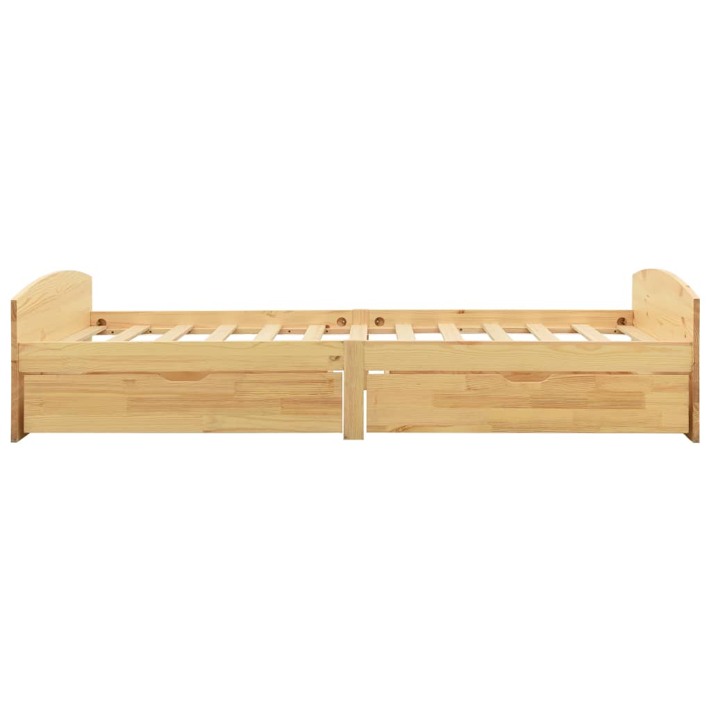 Estrutura de cama com 2 gavetas 90x200 cm pinho maciço