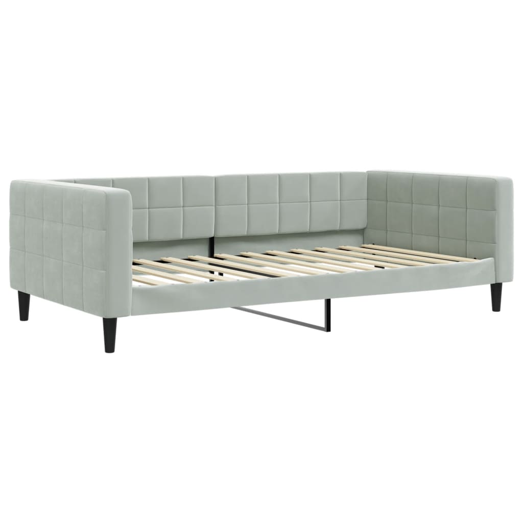 Sofá-cama com colchão 100x200 cm veludo cinzento-claro