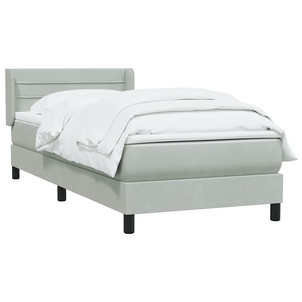Cama com molas/colchão cinzento-claro 80x210 cm veludo