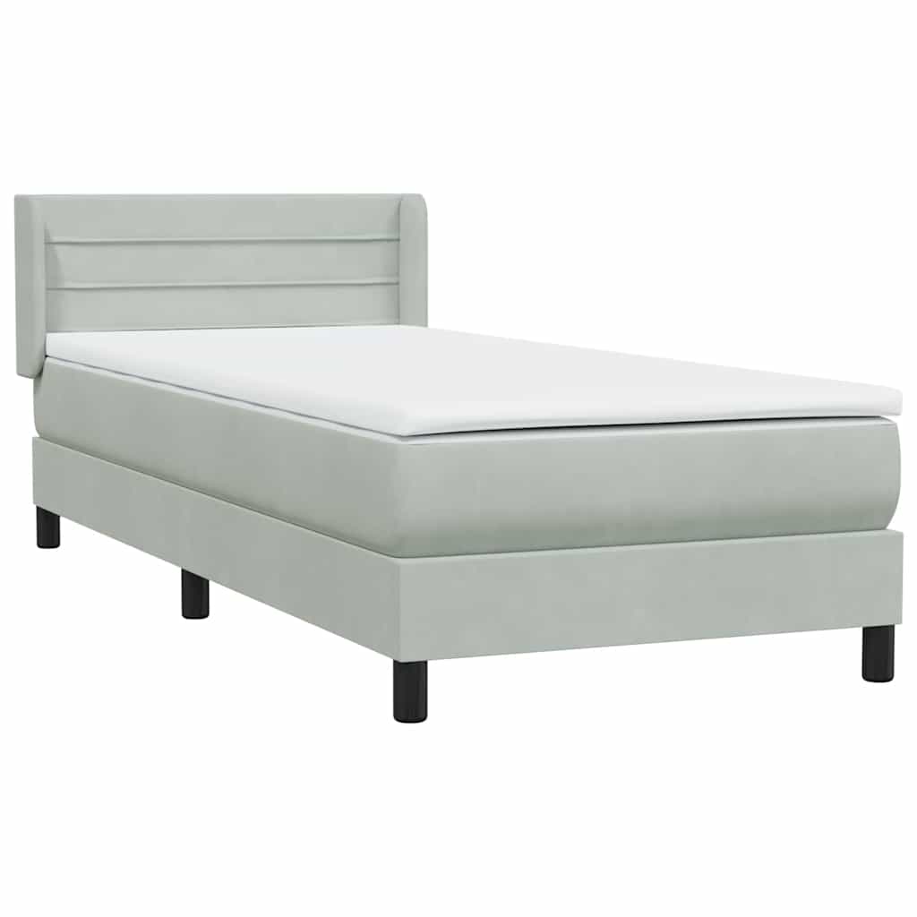Cama com molas/colchão cinzento-claro 80x210 cm veludo