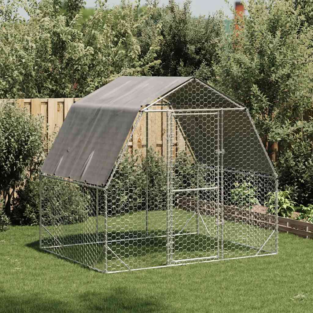 Corrida de galinhas com telhado 2,5x2x2,25 m aço galvanizado