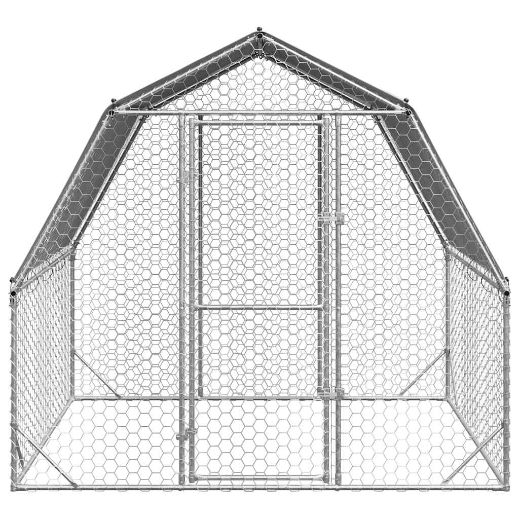Corrida de galinhas com telhado 2,5x2x2,25 m aço galvanizado