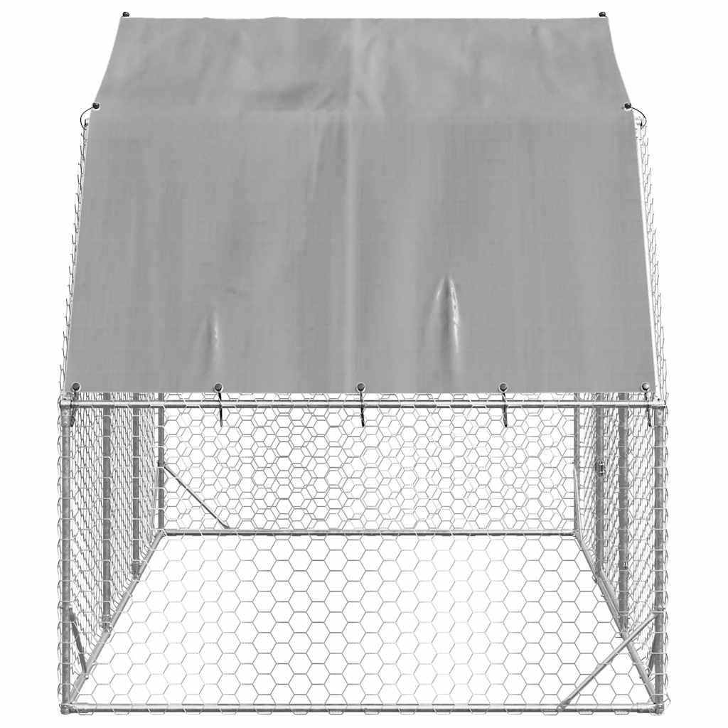 Corrida de galinhas com telhado 2,5x2x2,25 m aço galvanizado