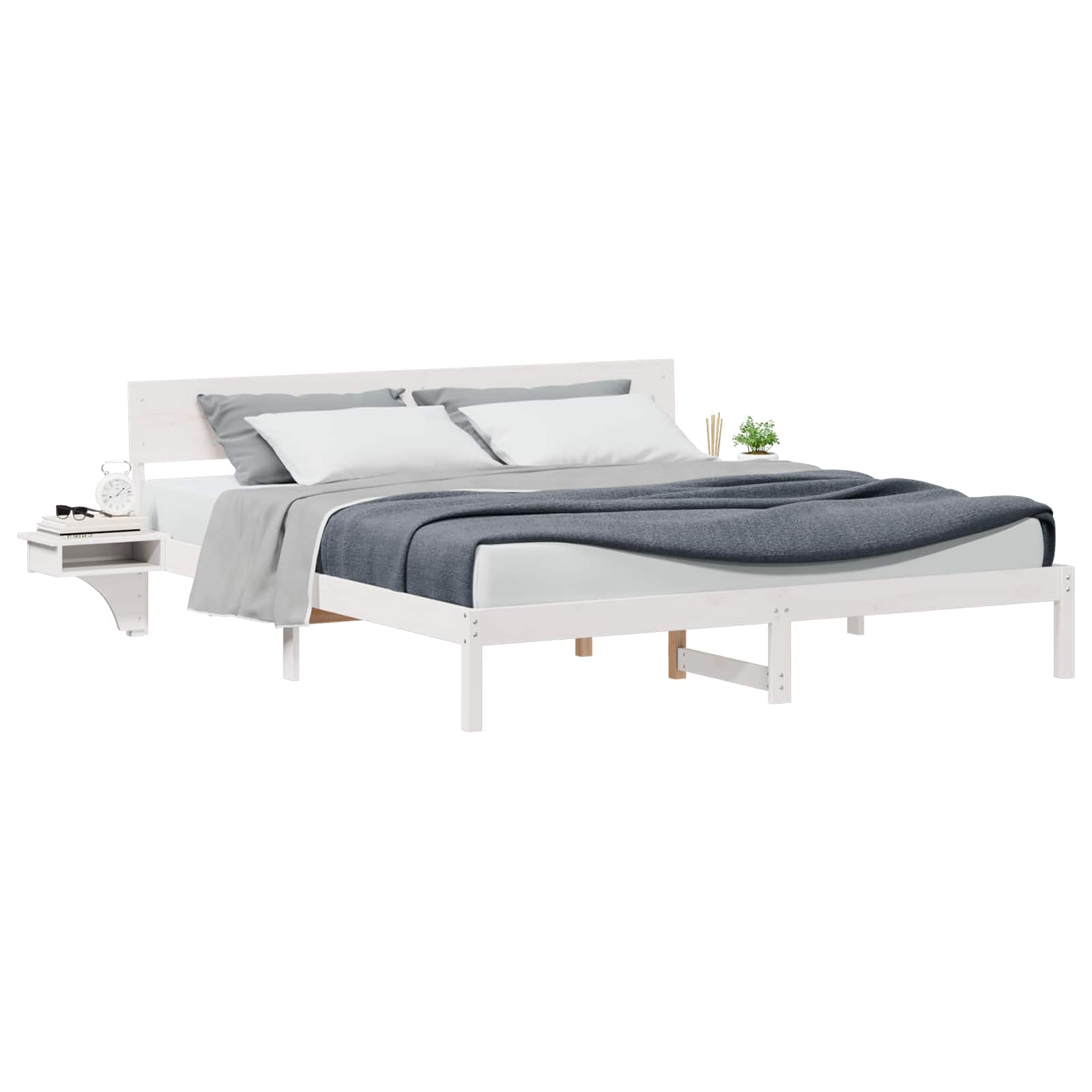 Estrutura da cama com cabeceira branco 180 x 200 cm