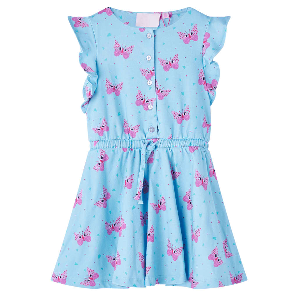 Vestido sem mangas para criança com botões azul 116
