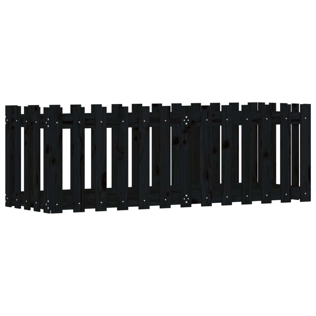 Canteiro elevado c/ design cerca 150x50x50cm pinho maciço preto