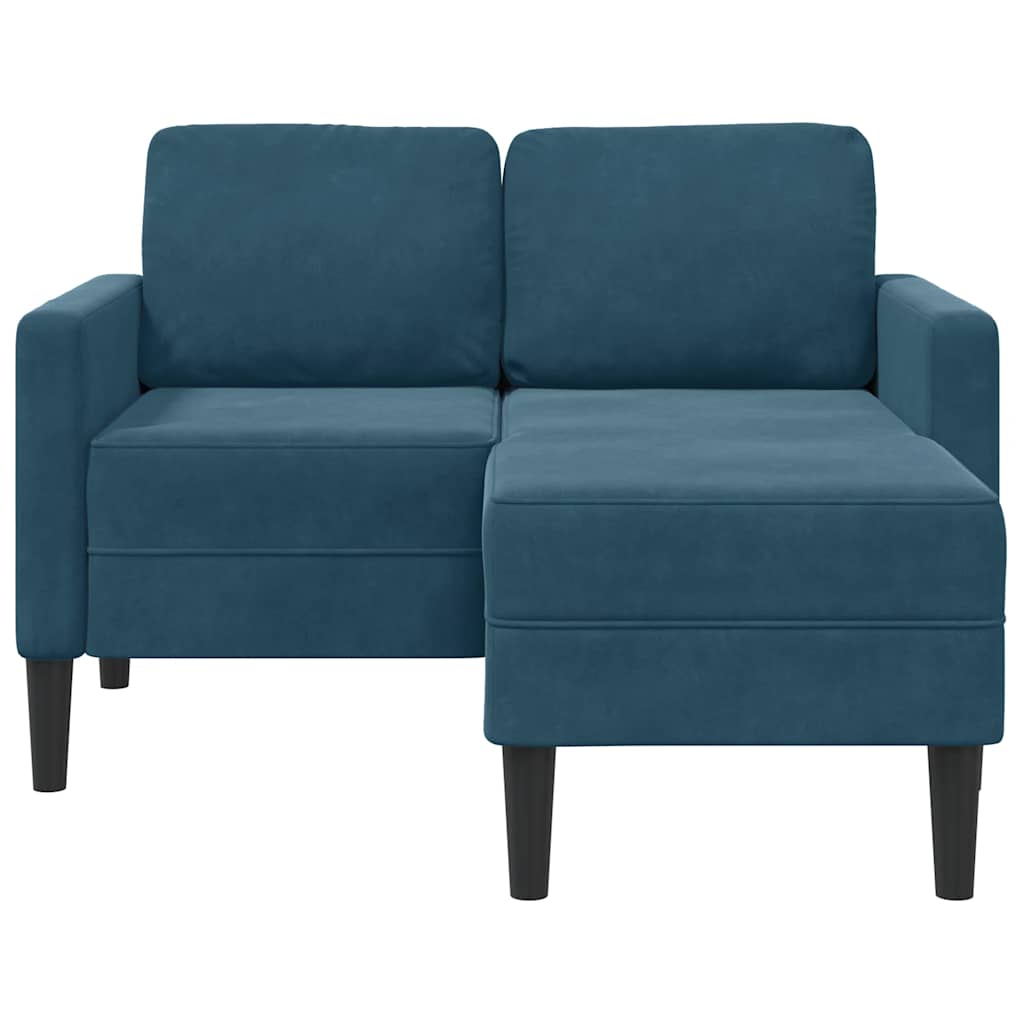 Sofá 2 lugares com chaise em l 125 cm veludo azul