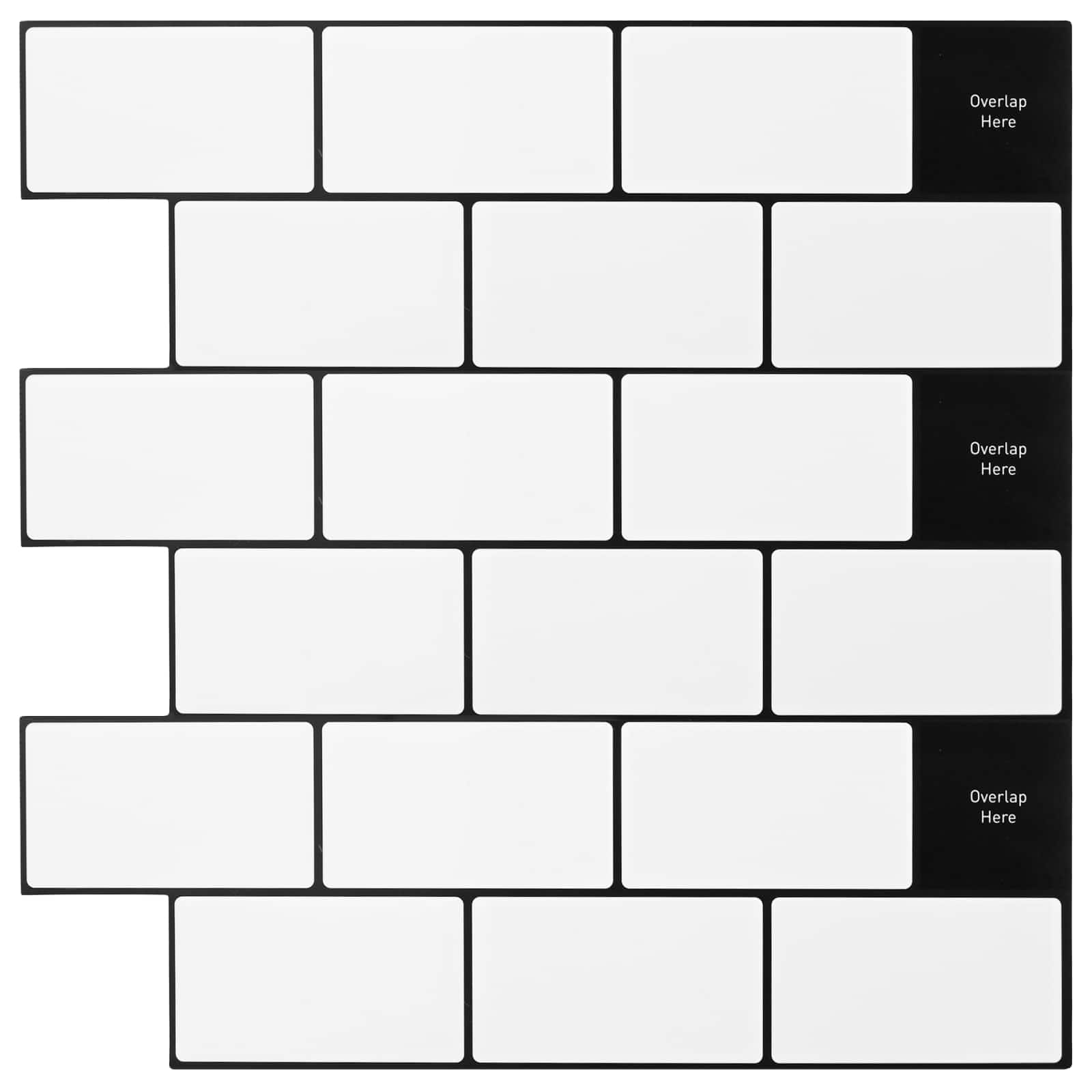 Azulejo subterrâneo 50 unid. branco e preto 30 x 30 cm
