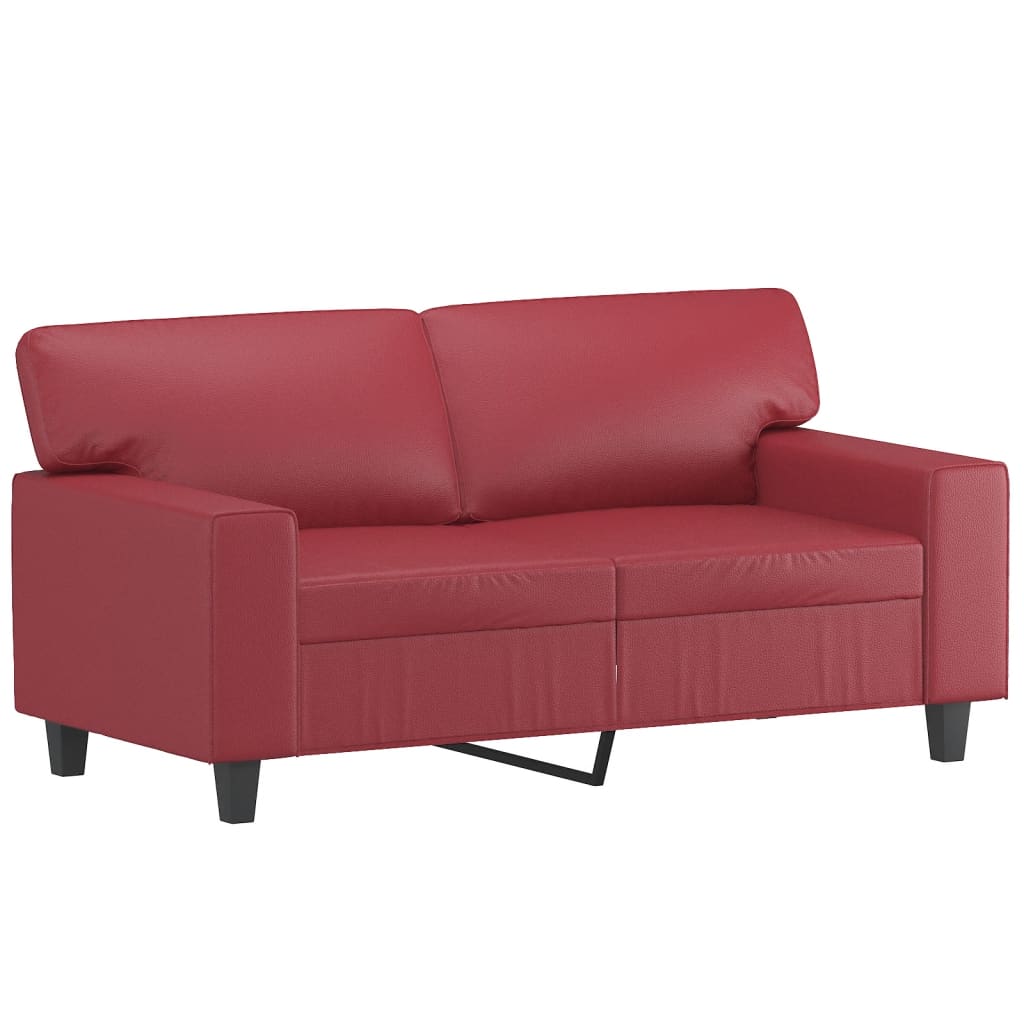 2 Pcs conjunto de sofás couro artificial vermelho tinto