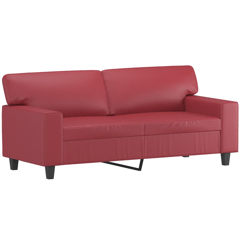 2 Pcs conjunto de sofás couro artificial vermelho tinto